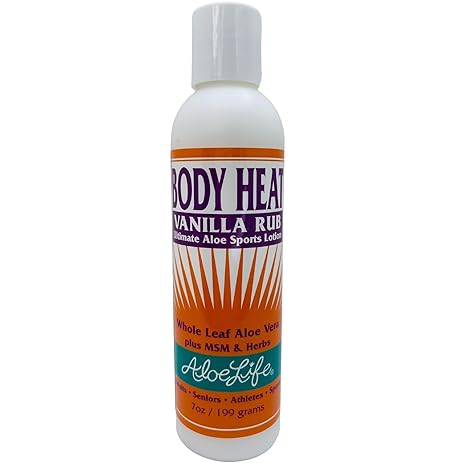 Aloe Life - Body Heat Vanilla Rub, Lubricating, Warming Action, Soothes & Relieves Sore Muscles, Safe For Seniors & Athletes, Helps Reduce Tension & Stress, Gluten-Free (7 oz)