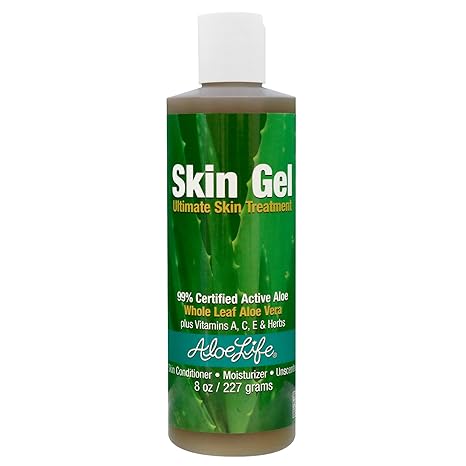 Aloe Life – Skin Gel & Herbs Ultimate Skin Treatment, 99% Certified Organic Whole Leaf Aloe Vera, Vitamins C, A, & E, Head-to-Toe Skin Care Support for the Whole Family, Fragrance-Free