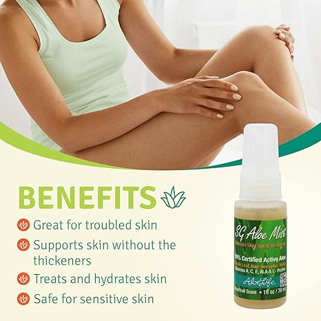 Aloe Life SG Aloe Mist Gel - Topical Skin Conditioner, Whole Leaf Aloe Vera Juice Concentrate, Contains Special Skin Actives, Vitamin A, C, & E, Helps Hydrate & Condition Your Skin-Hair (Single, 4 oz)