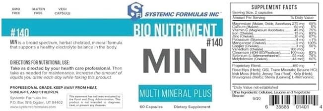 Systemic Formulas MIN #140 Multi Mineral Plus