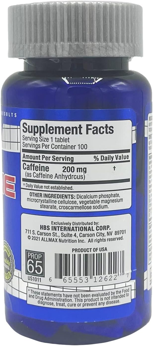 Allmax caffeine pills, caffeine capsules, caffeine tablets 200mg, caffeine anhydrous