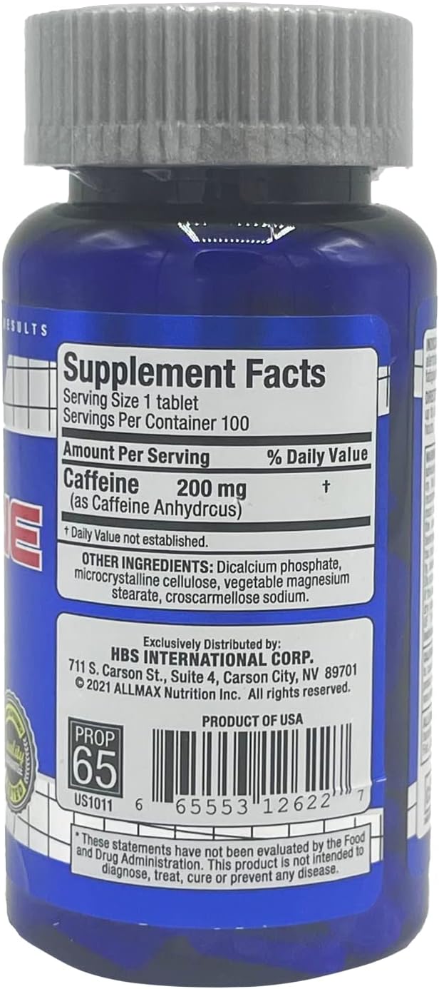 Allmax caffeine pills, caffeine capsules, caffeine tablets 200mg, caffeine anhydrous