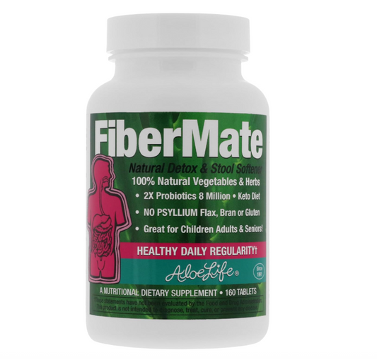 Aloe Life - FiberMate Tablets, Body Detox & Stool Softener, Vegetables & Herbs, Gentle Irregularity Relief, Safe Digestive Support, No Psyllium or Bran, Gluten- & Dairy-Free (160 Tablets)